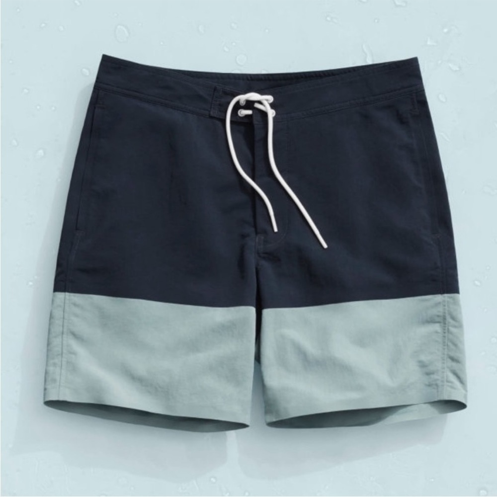 Everlane Blue Color Block Board Shorts Swim Trunks Size 29